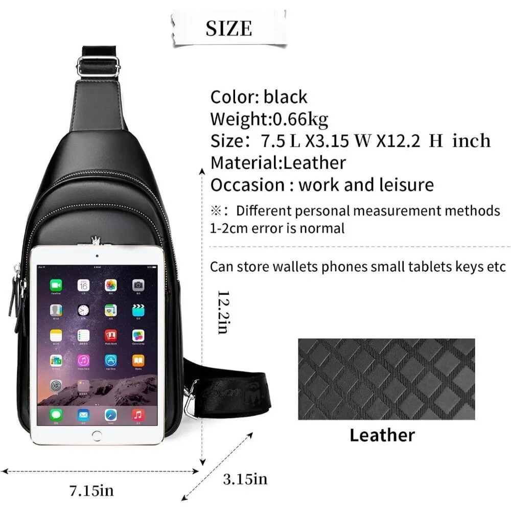 Men's Black Chest Bag Cross Body Shoulder Bags With Water Resistant Backpack
